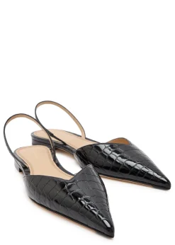 Victoria Angle crocodile-effect patent leather slingback flats