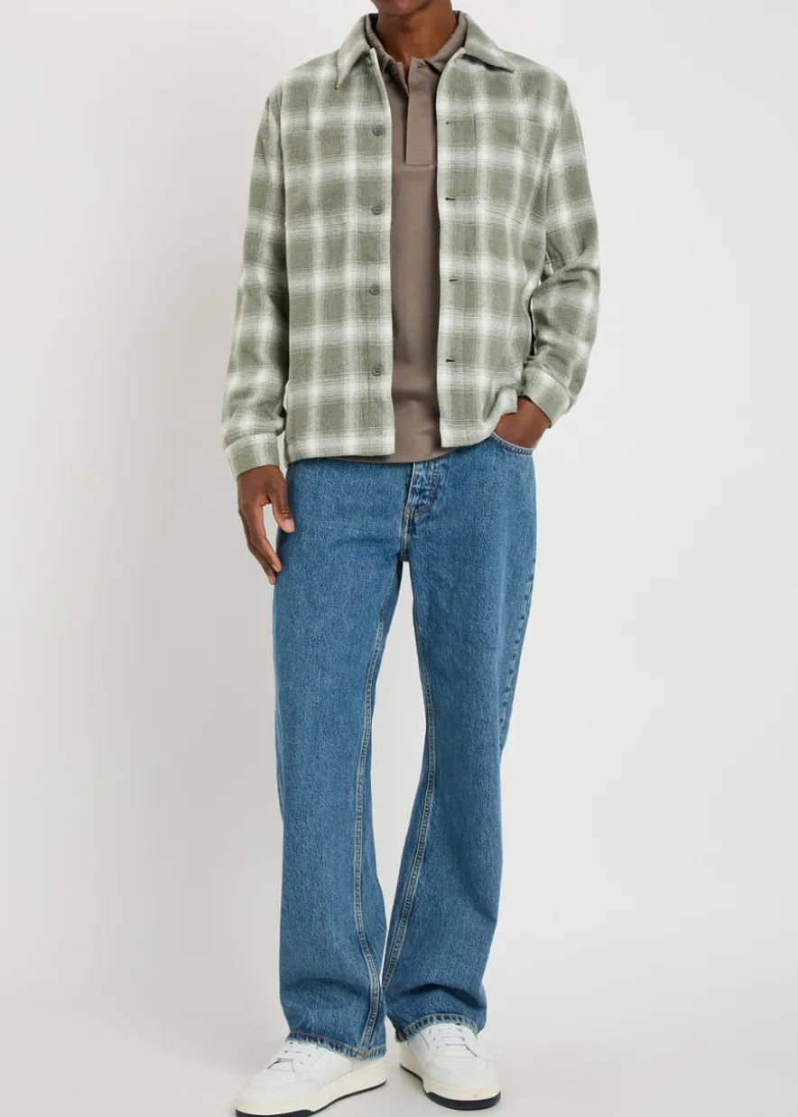 Vienna plaid brushed wool-blend overshirt