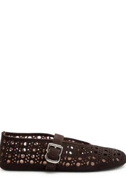 Vienne cut-out suede ballet flats