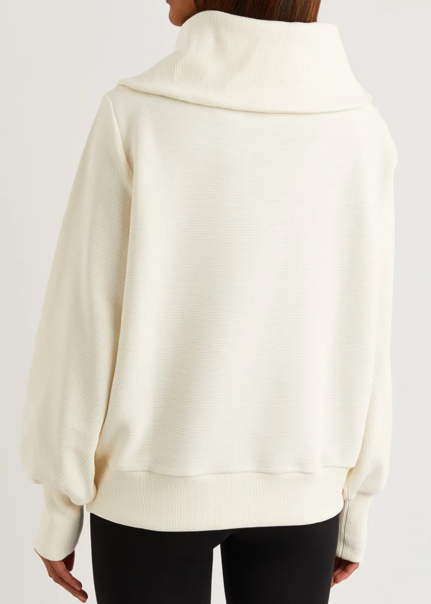 Vine ribbed stretch-cotton half-zip sweatshirt
