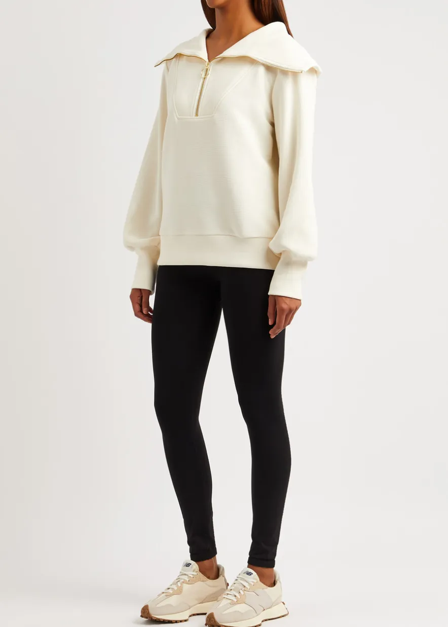 Vine ribbed stretch-cotton half-zip sweatshirt