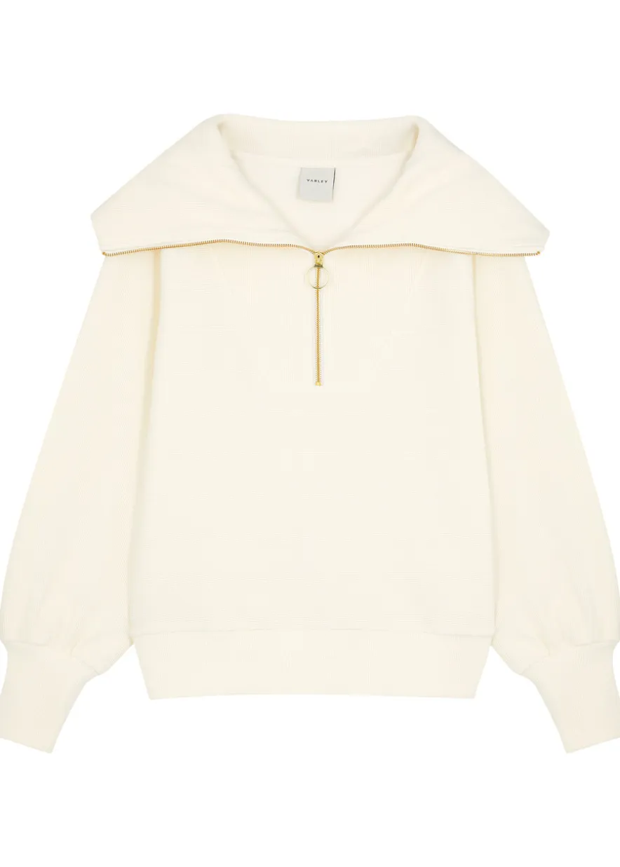 Vine ribbed stretch-cotton half-zip sweatshirt