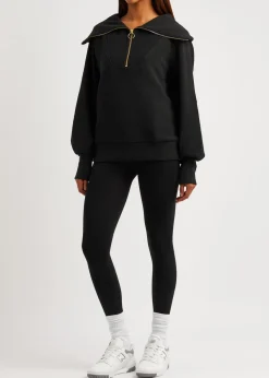 Vine ribbed stretch-cotton half-zip sweatshirt