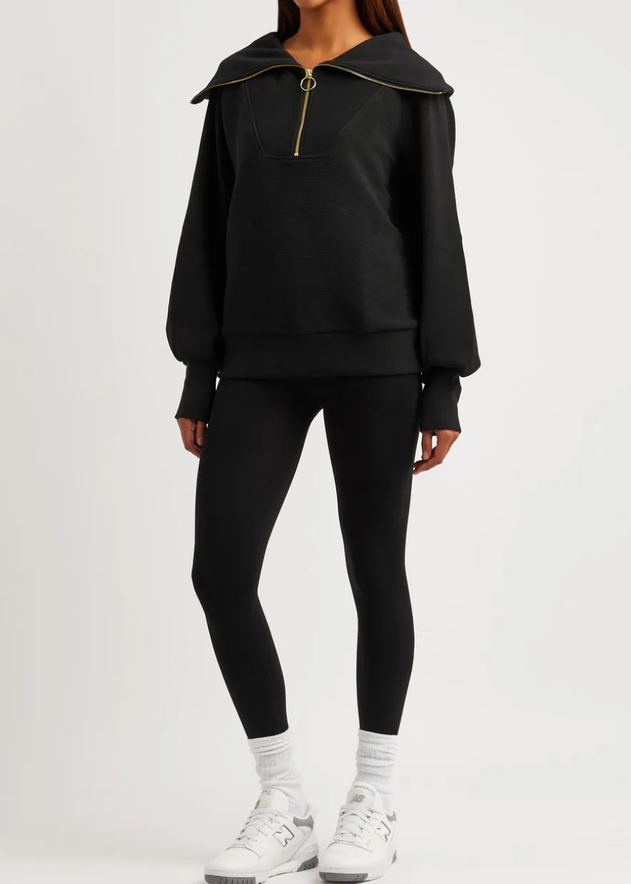 Vine ribbed stretch-cotton half-zip sweatshirt