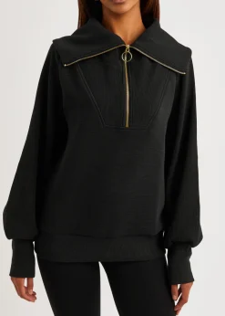 Vine ribbed stretch-cotton half-zip sweatshirt