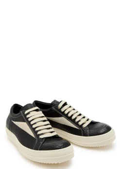 Vintage panelled grained leather sneakers