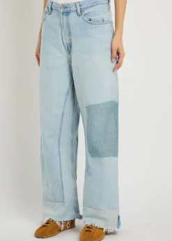Vintage Reworked Culotte panelled wide-leg jeans