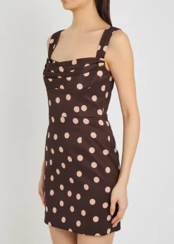 Vivanne polka-dot slubbed-poplin mini dress