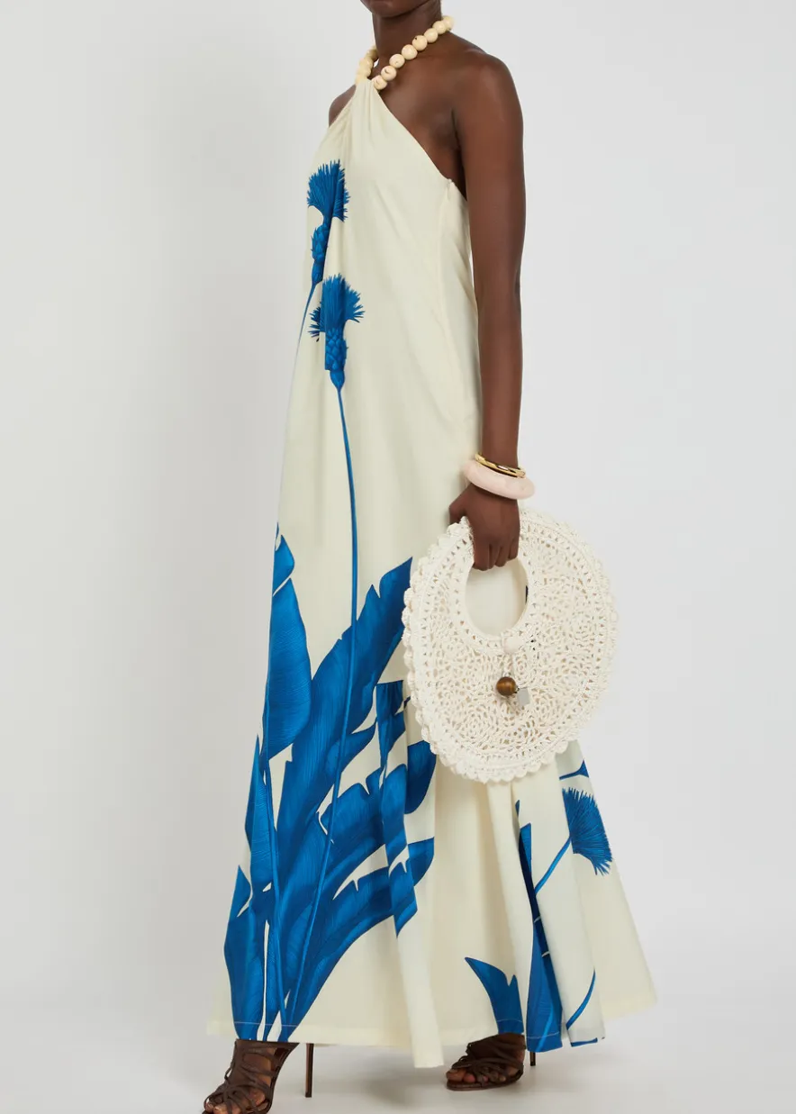 Vivar Contigo floral-print halterneck cotton midi dress
