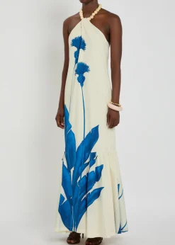 Vivar Contigo floral-print halterneck cotton midi dress