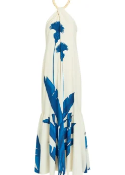 Vivar Contigo floral-print halterneck cotton midi dress