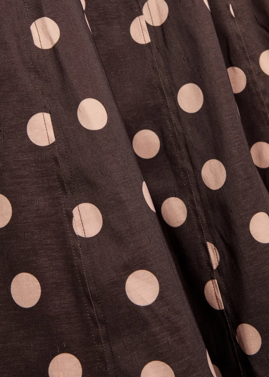 Vivianne polka-dot slubbed-poplin midi dress