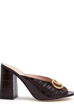 90 Vlogo crocodile-effect leather mules