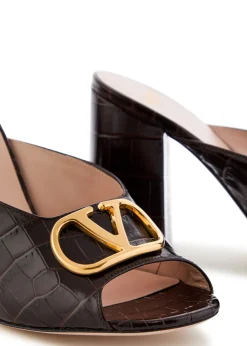 90 Vlogo crocodile-effect leather mules