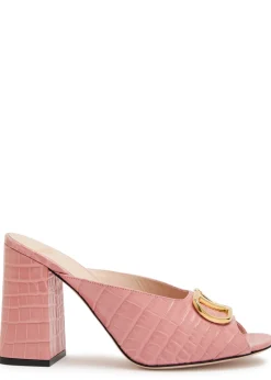 90 Vlogo crocodile-effect leather mules