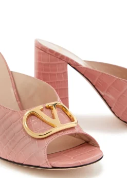 90 Vlogo crocodile-effect leather mules