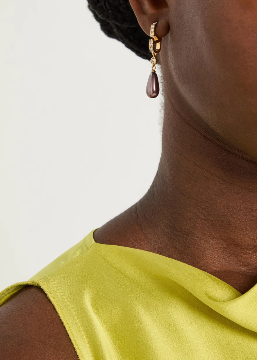 VLogo crystal-embellished drop earrings