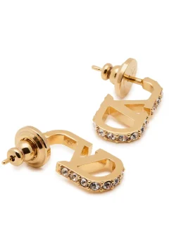 VLogo crystal-embellished hoop earrings