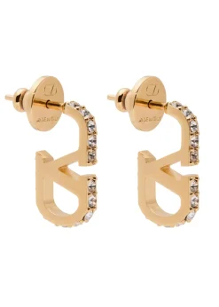 VLogo crystal-embellished hoop earrings