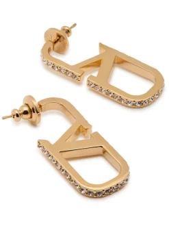 VLogo crystal-embellished hoop earrings
