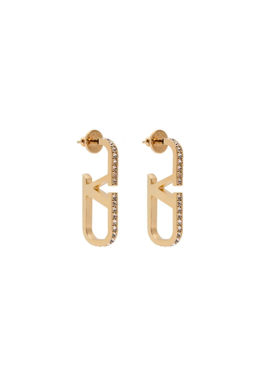 VLogo crystal-embellished hoop earrings