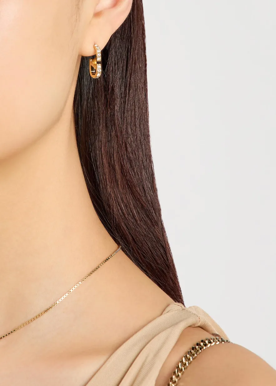 VLogo crystal-embellished hoop earrings