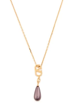 VLogo crystal-embellished necklace