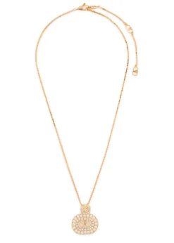 VLogo crystal-embellished two-toned necklace
