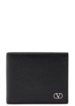 VLogo grained leather wallet