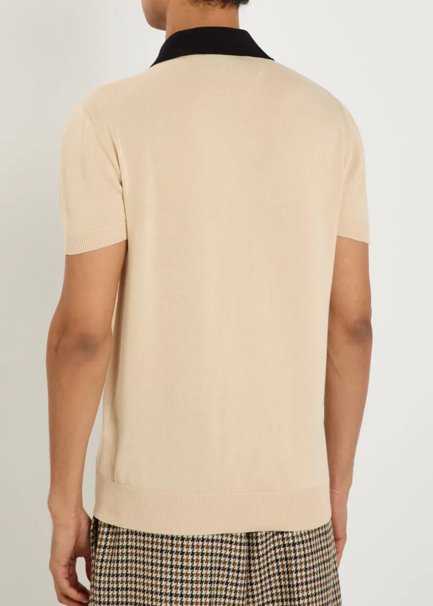 Vlogo-intarsia cotton polo shirt