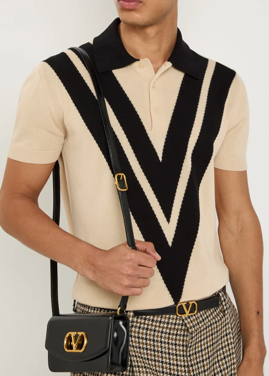 Vlogo-intarsia cotton polo shirt