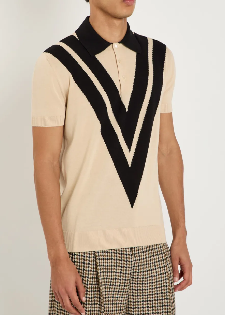 Vlogo-intarsia cotton polo shirt
