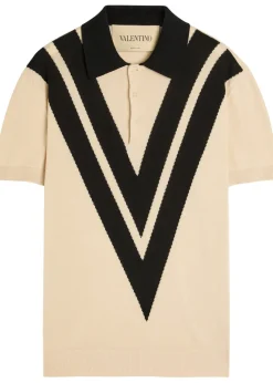 Vlogo-intarsia cotton polo shirt