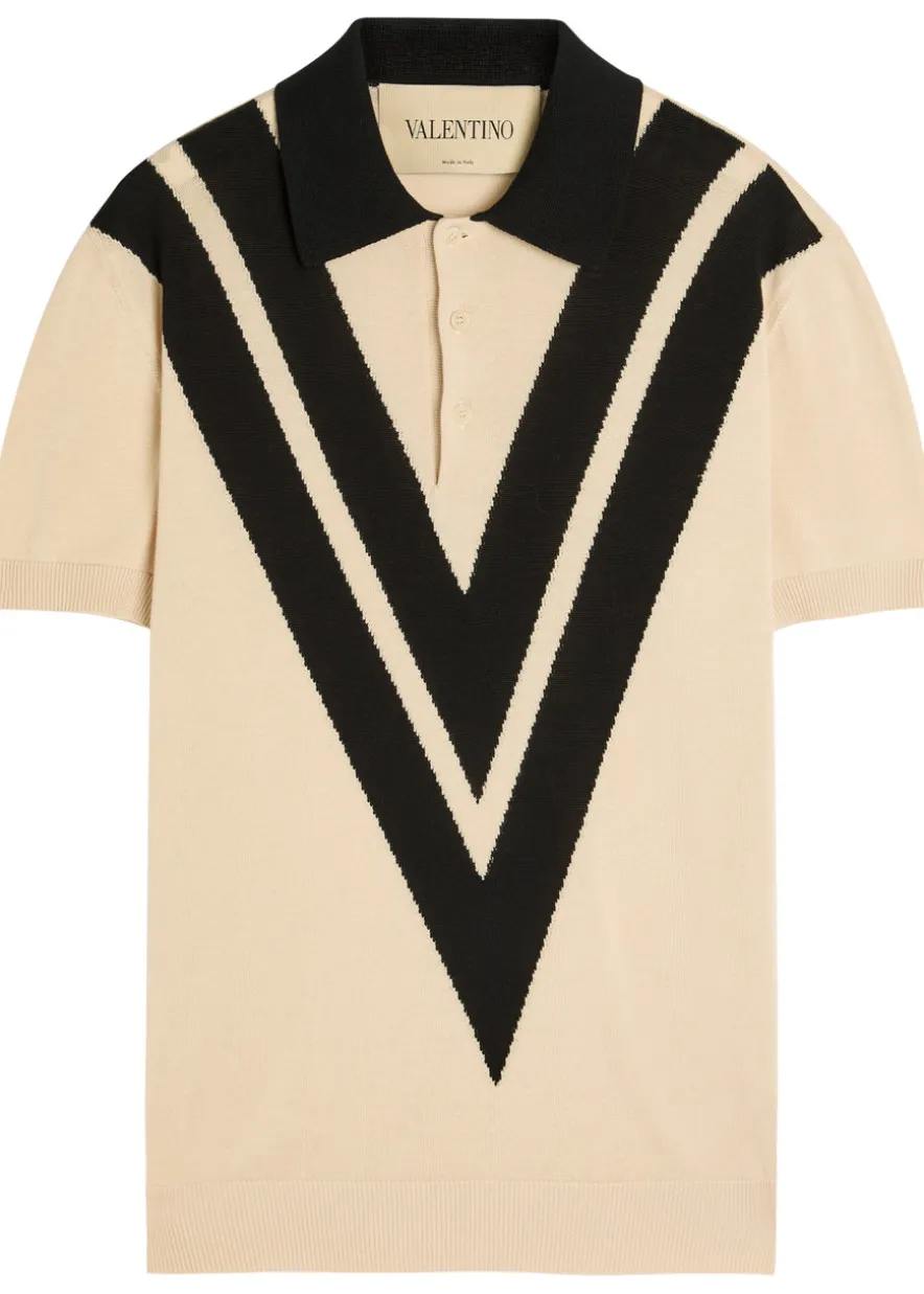Vlogo-intarsia cotton polo shirt