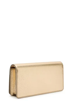 VLogo metallic grained leather shoulder bag