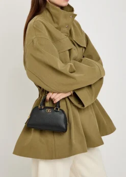 VLogo mini pebbled leather top handle bag