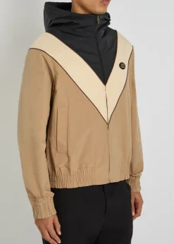 VLogo panelled hooded stretch-shell jacket