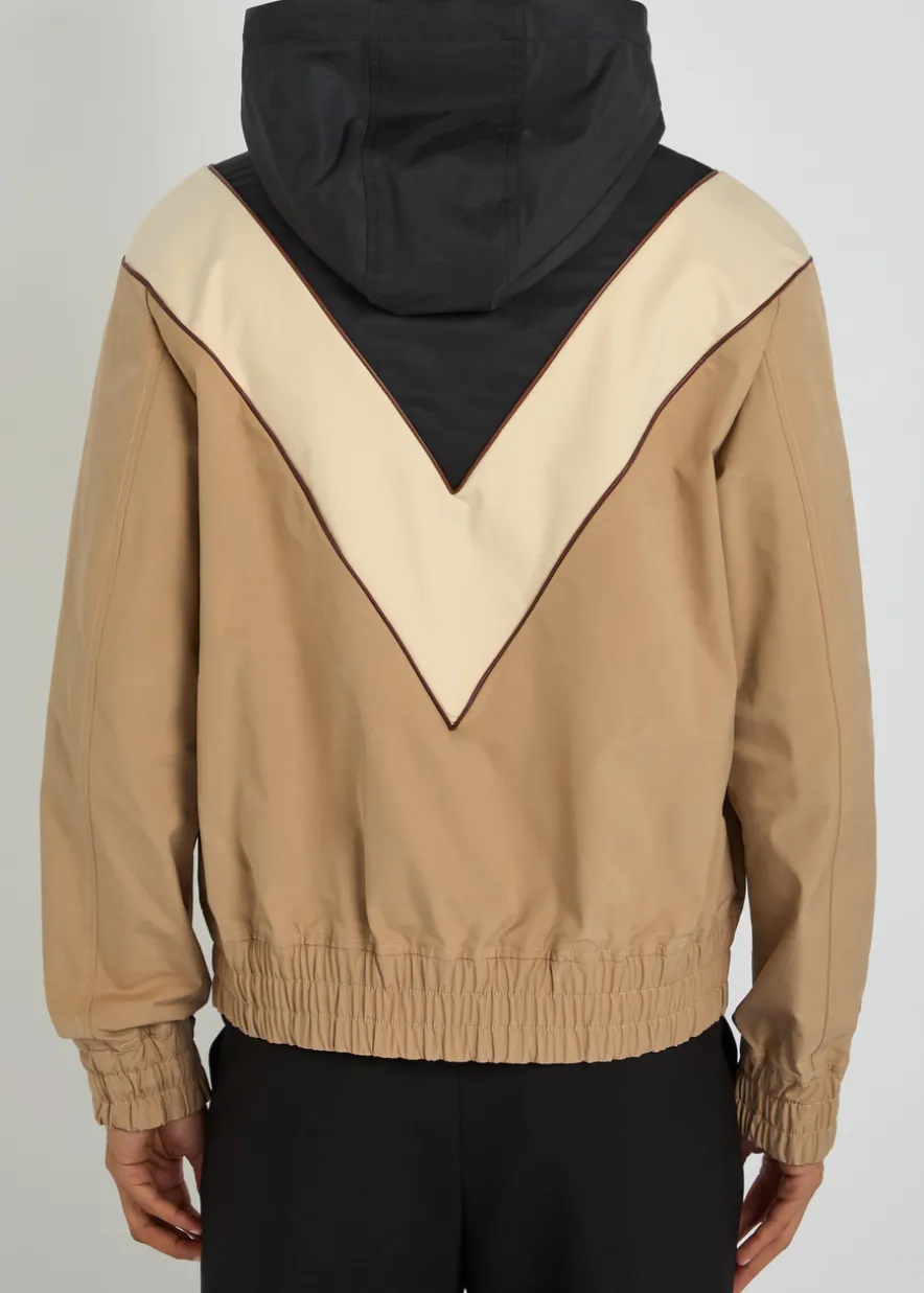 VLogo panelled hooded stretch-shell jacket
