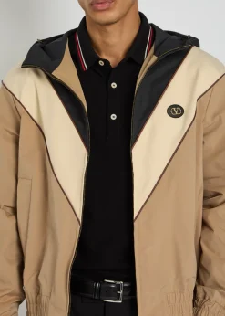 VLogo panelled hooded stretch-shell jacket