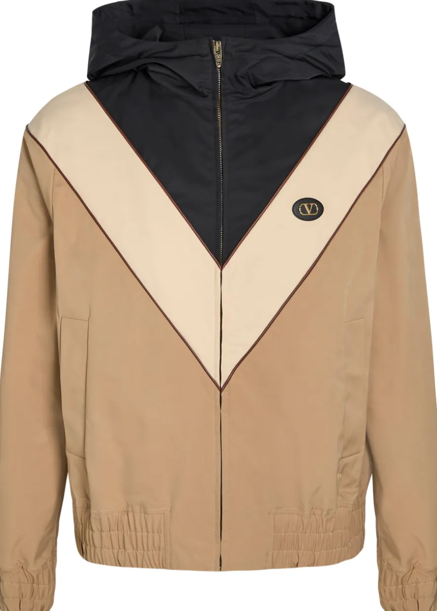 VLogo panelled hooded stretch-shell jacket