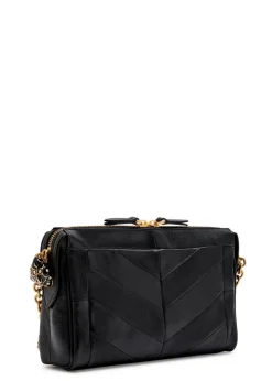 VLogo panelled leather shoulder bag