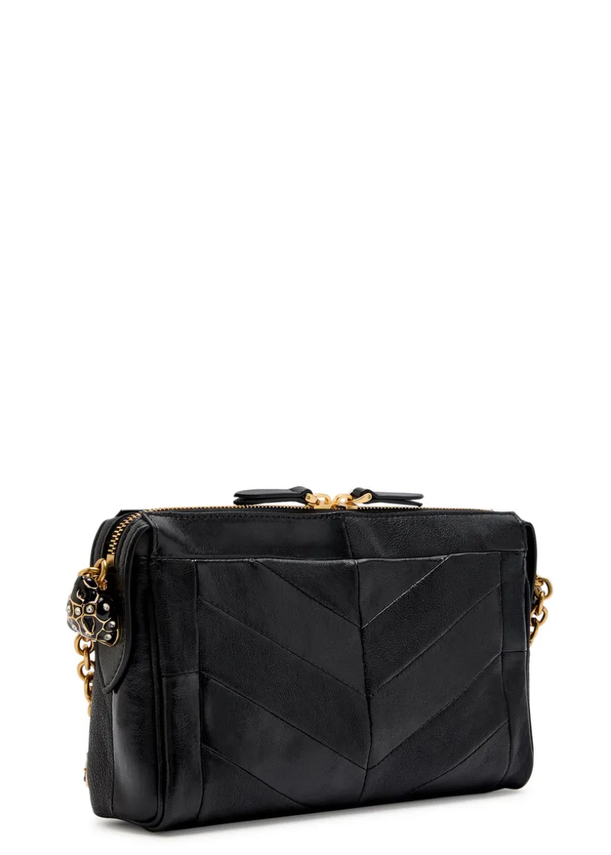 VLogo panelled leather shoulder bag