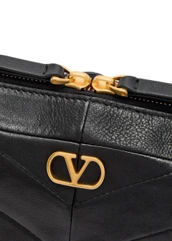 VLogo panelled leather shoulder bag