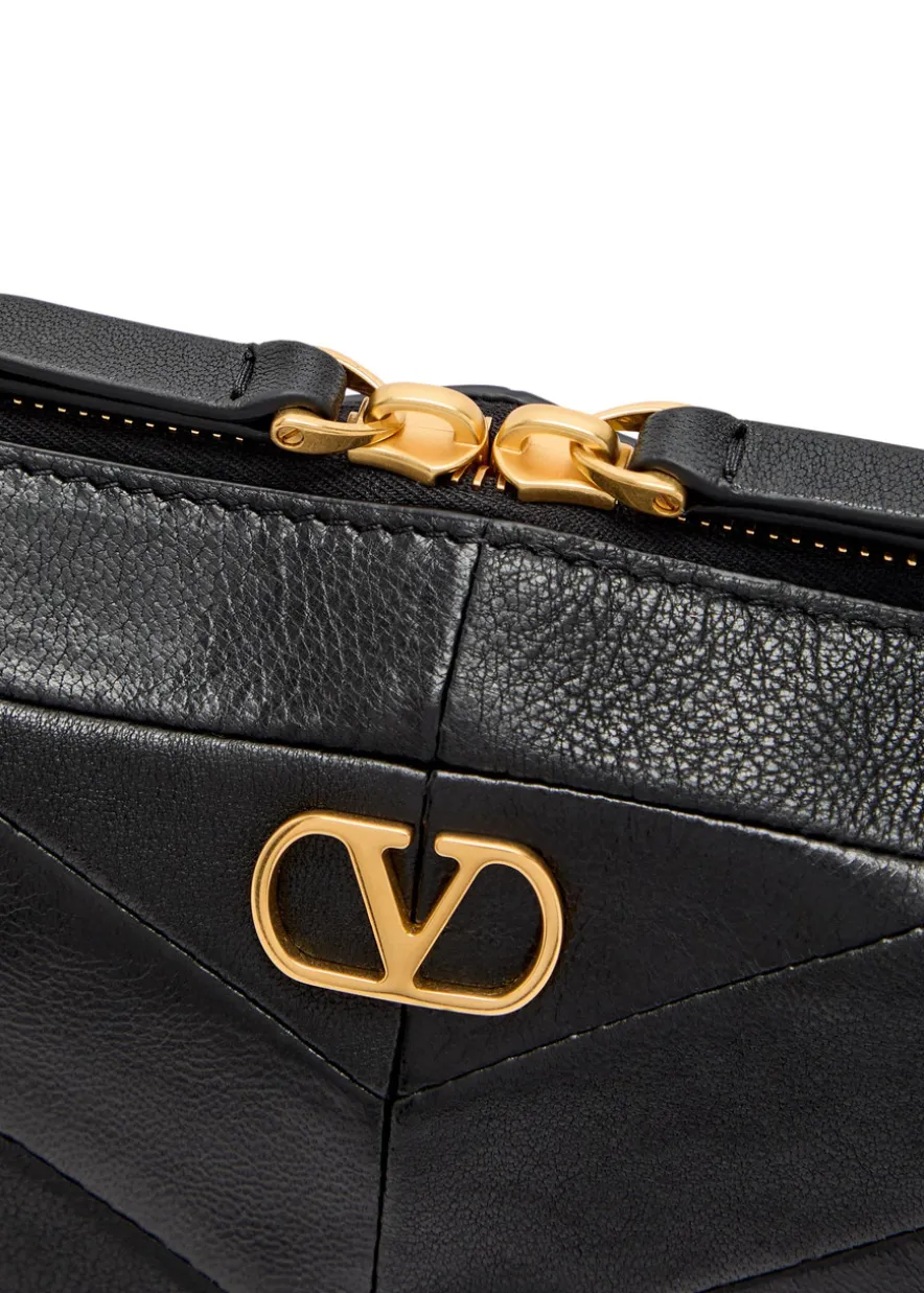 VLogo panelled leather shoulder bag