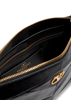 VLogo panelled leather shoulder bag
