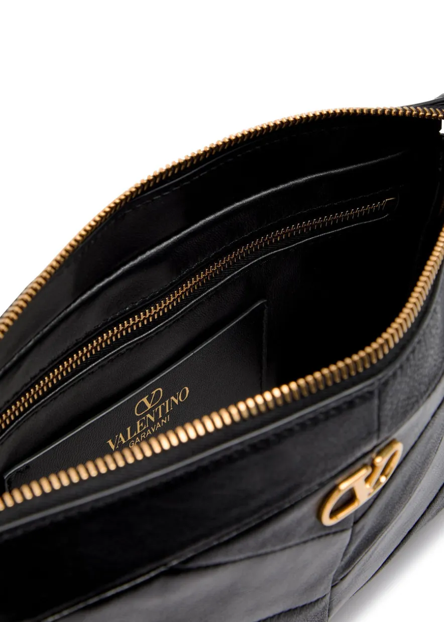 VLogo panelled leather shoulder bag