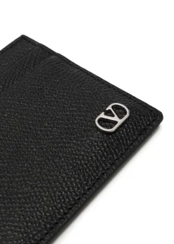 VLogo pebbled leather card holder