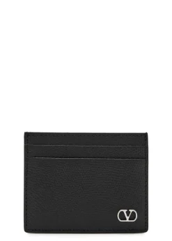 VLogo pebbled leather card holder