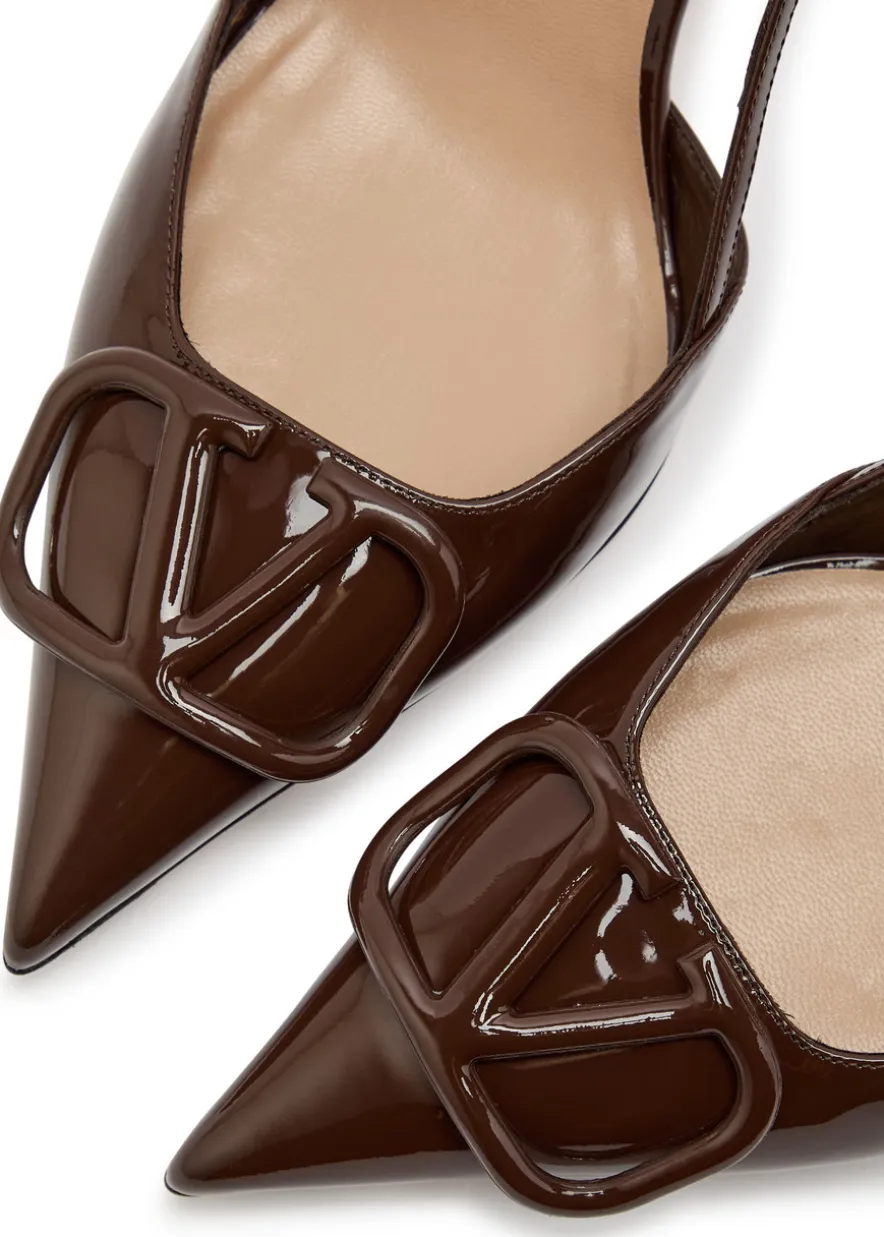 VLogo Signature 90 patent leather slingback pumps