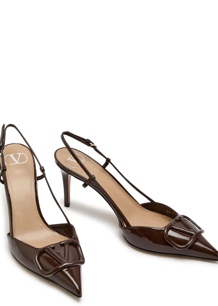 VLogo Signature 90 patent leather slingback pumps